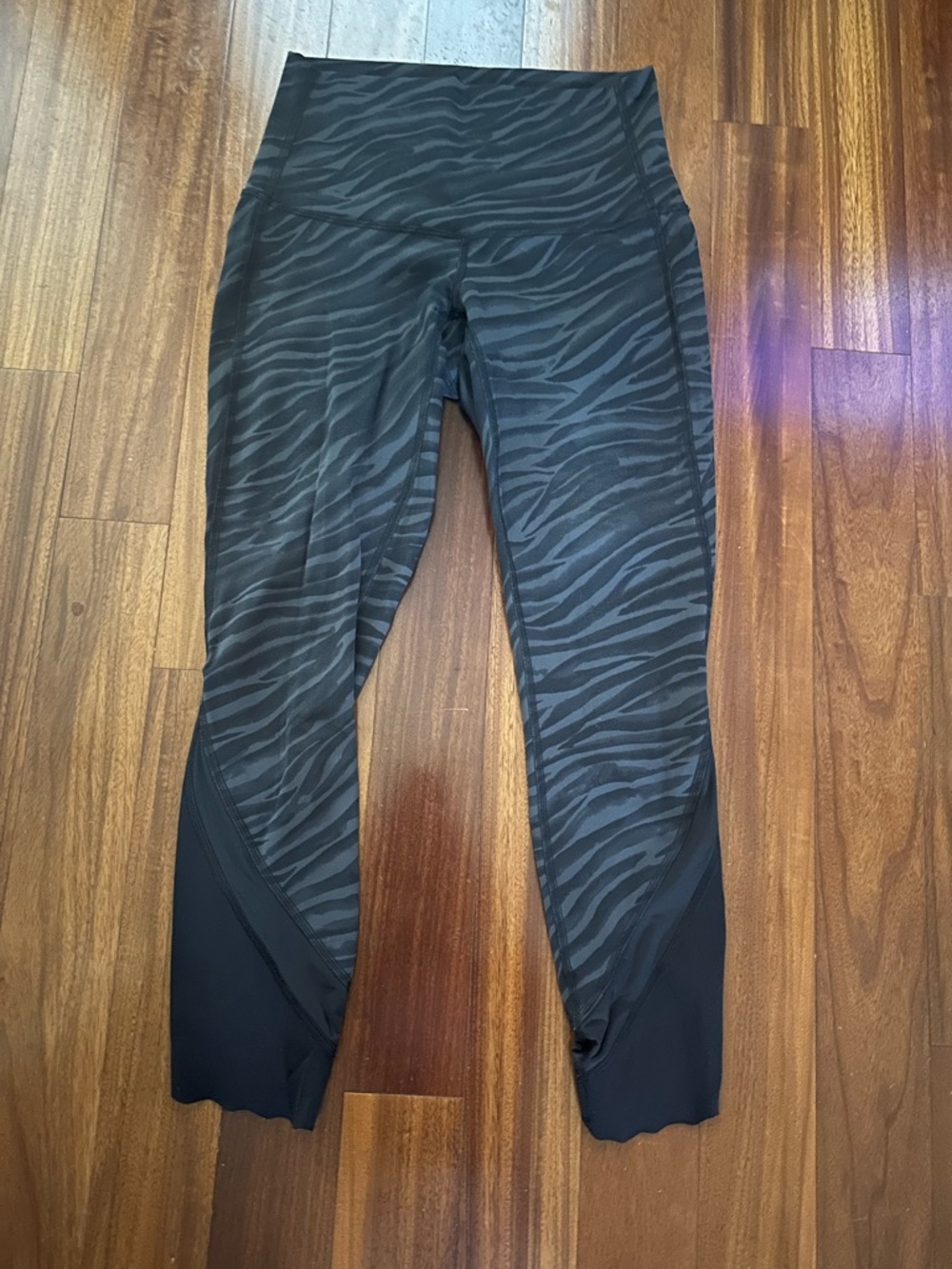 Black Zebra-Print High-Waist Leggings/ workout pants